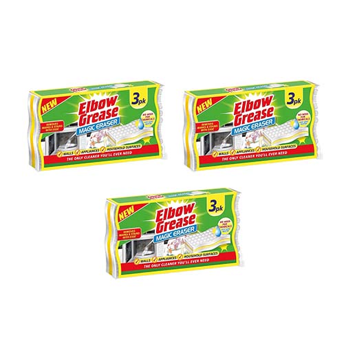 Elbow Grease Magic Eraser Pack of 3 Remove Marks and Stains from Households Kitchen Walls