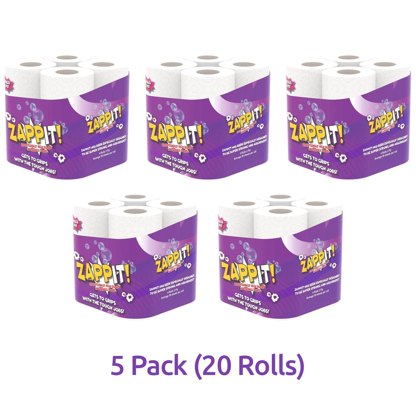 Zappit Kitchen Towels 4 Rolls Pack 2 Ply Micro Absorbent Technology Kitchen Cleaning Hand Wipes Dish Wipes Family Disposable Sustainable 200 Sheets Eco-friendly