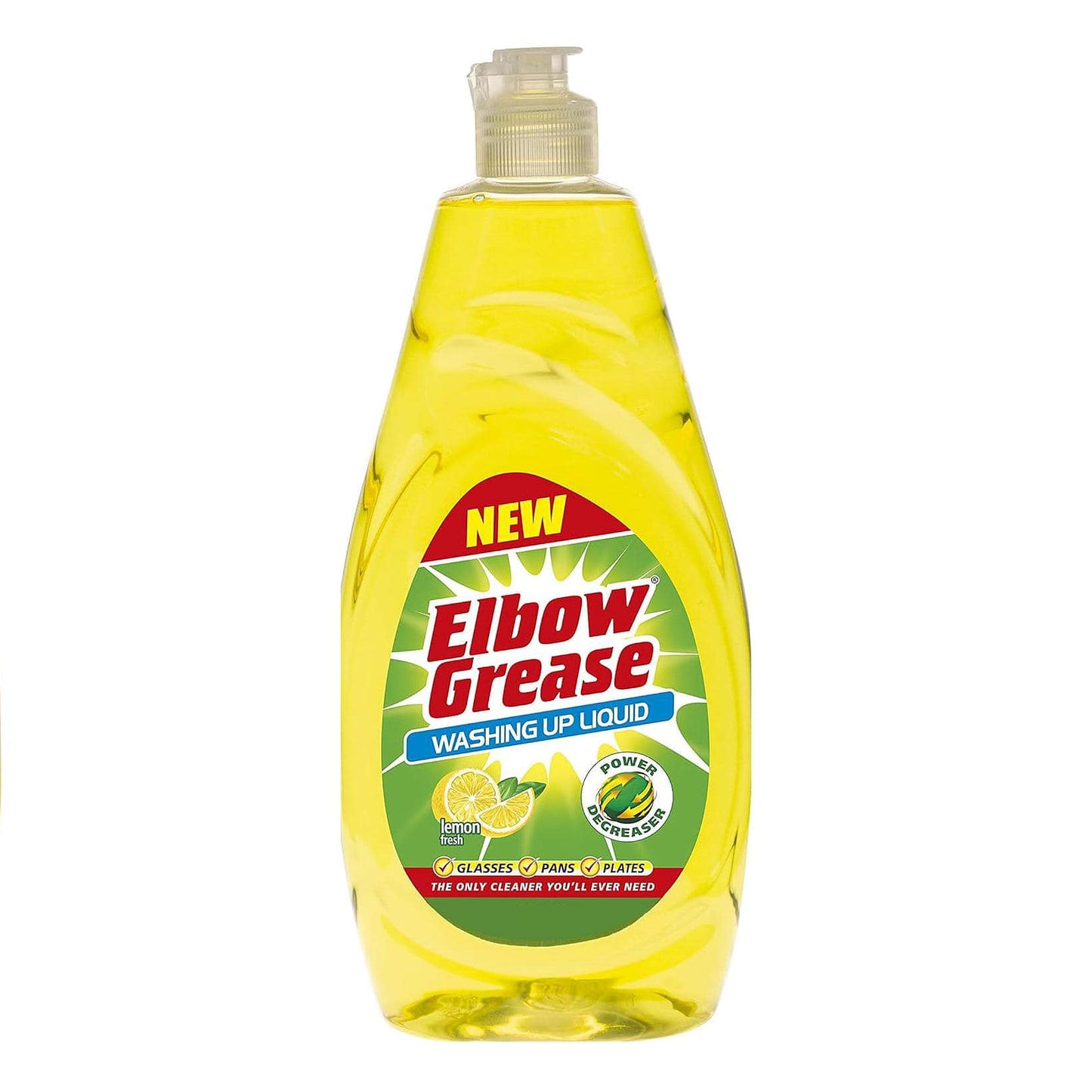 Elbow Grease Washing Up Liquid Lemon Fresh 600ml for Cleaner Dishes Clean Kitchen Degreaser Remove Stains Remove Grime and Grease Glasses Plates Pans