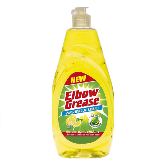 Elbow Grease Washing Up Liquid Lemon Fresh 600ml for Cleaner Dishes Clean Kitchen Degreaser Remove Stains Remove Grime and Grease Glasses Plates Pans