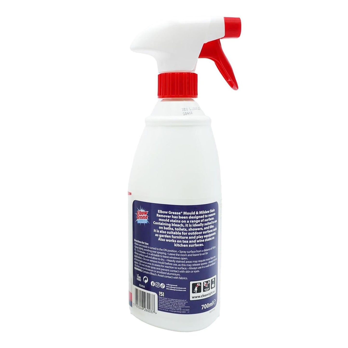 Elbow Grease Mould & Mildew Stain Remover Spray 700ml for Effective Mold Removal, Prevent Mould Growth Kitchen Toilet Outdoor and Indoor