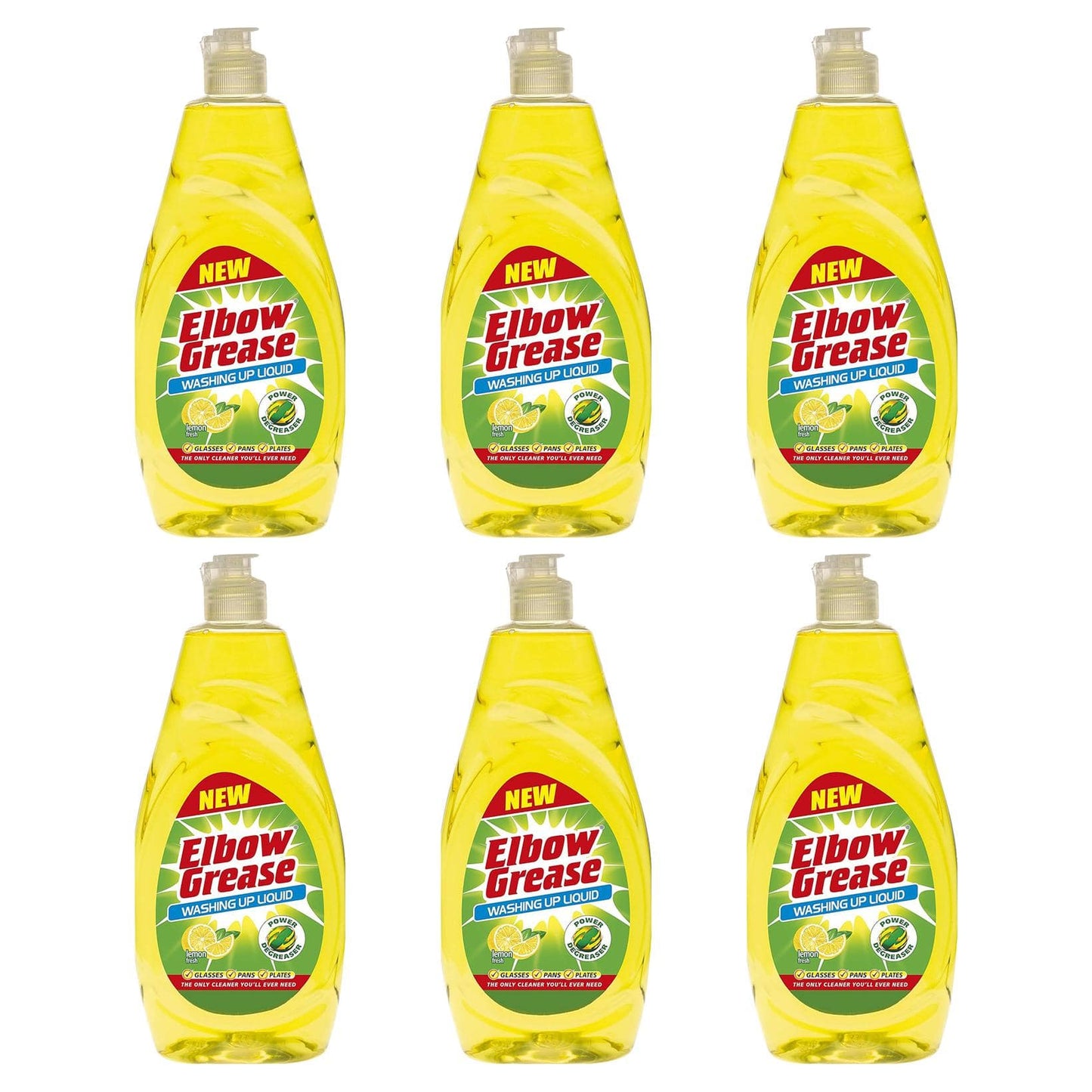 Elbow Grease Washing Up Liquid Lemon Fresh 600ml for Cleaner Dishes Clean Kitchen Degreaser Remove Stains Remove Grime and Grease Glasses Plates Pans