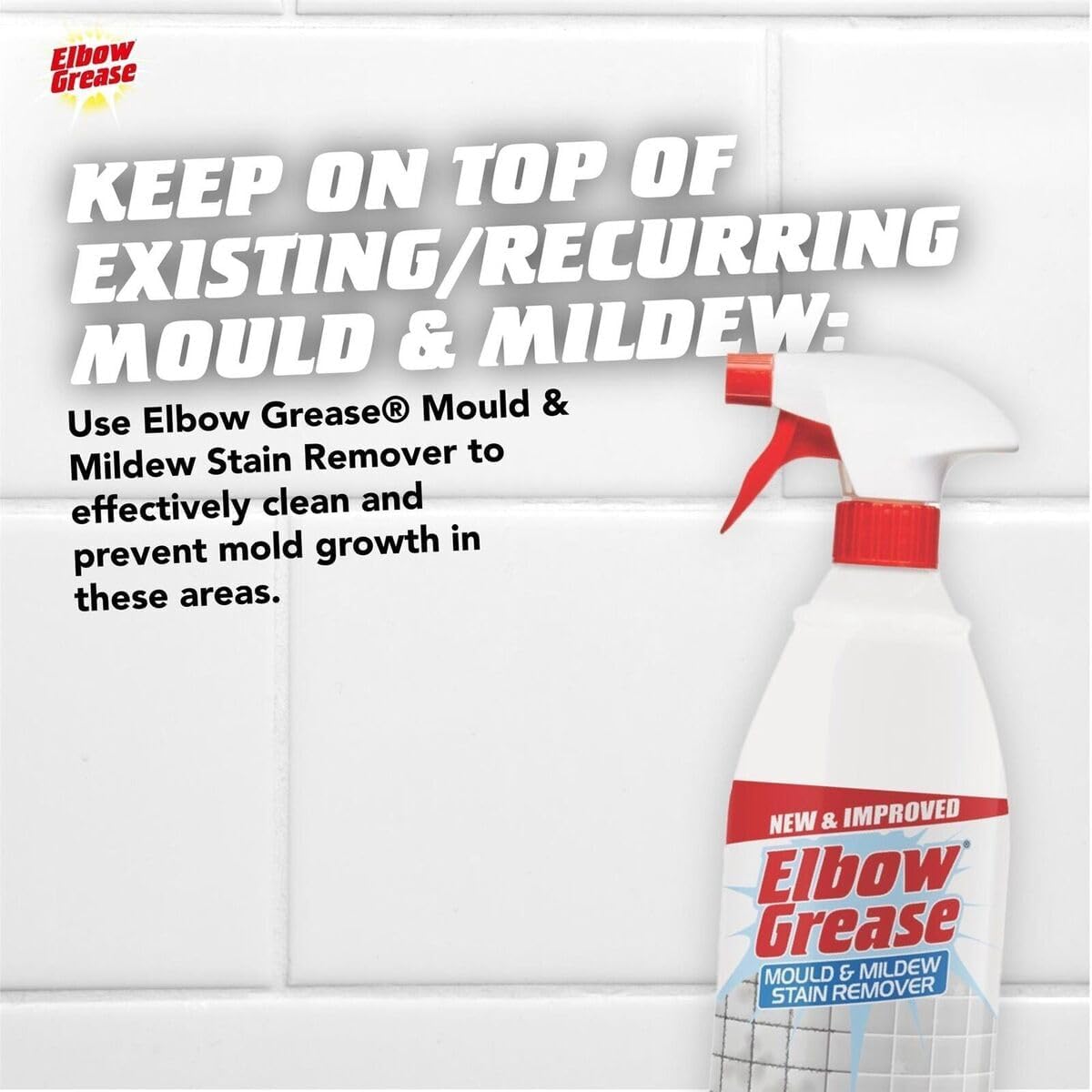 Elbow Grease Mould & Mildew Stain Remover Spray 700ml for Effective Mold Removal, Prevent Mould Growth Kitchen Toilet Outdoor and Indoor