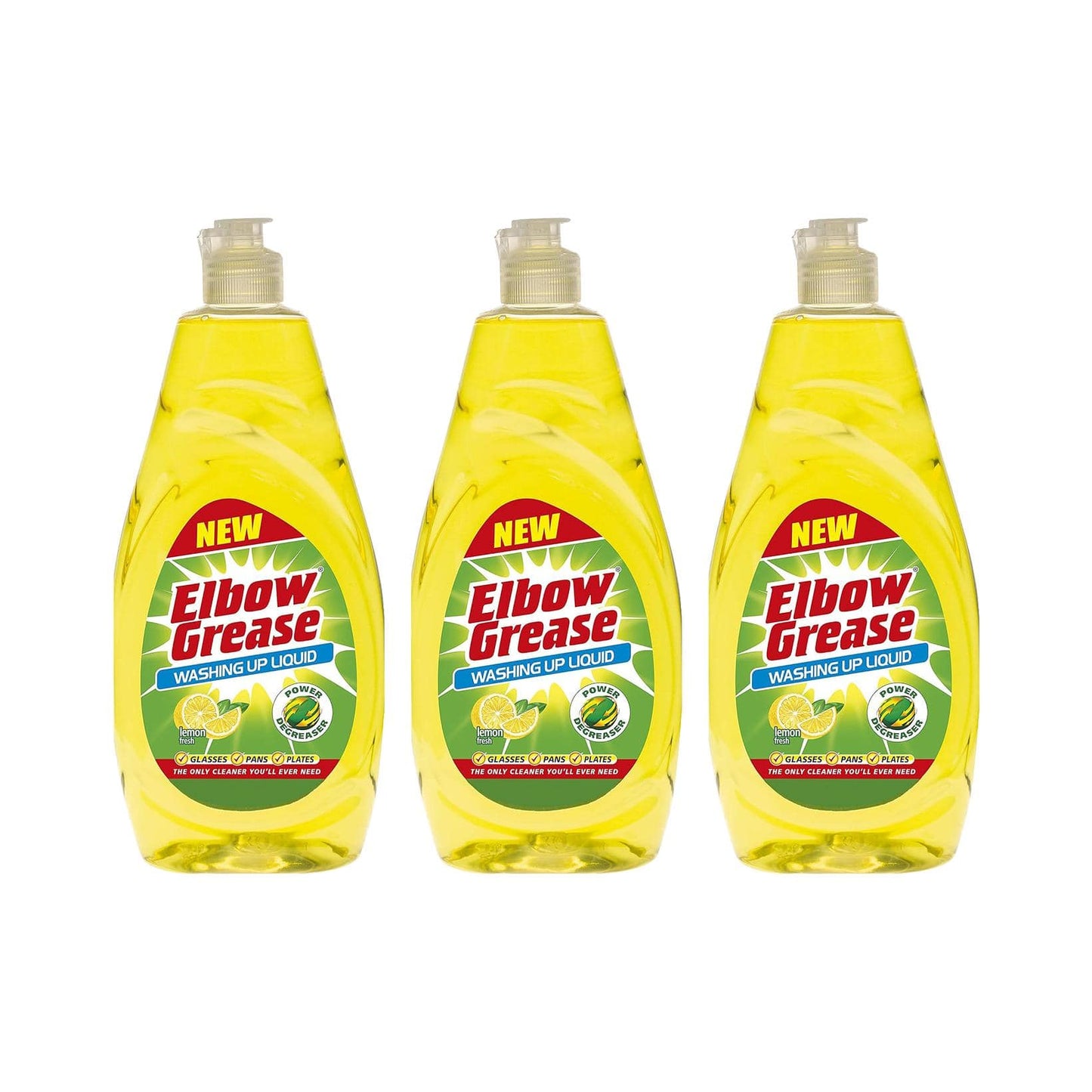 Elbow Grease Washing Up Liquid Lemon Fresh 600ml for Cleaner Dishes Clean Kitchen Degreaser Remove Stains Remove Grime and Grease Glasses Plates Pans